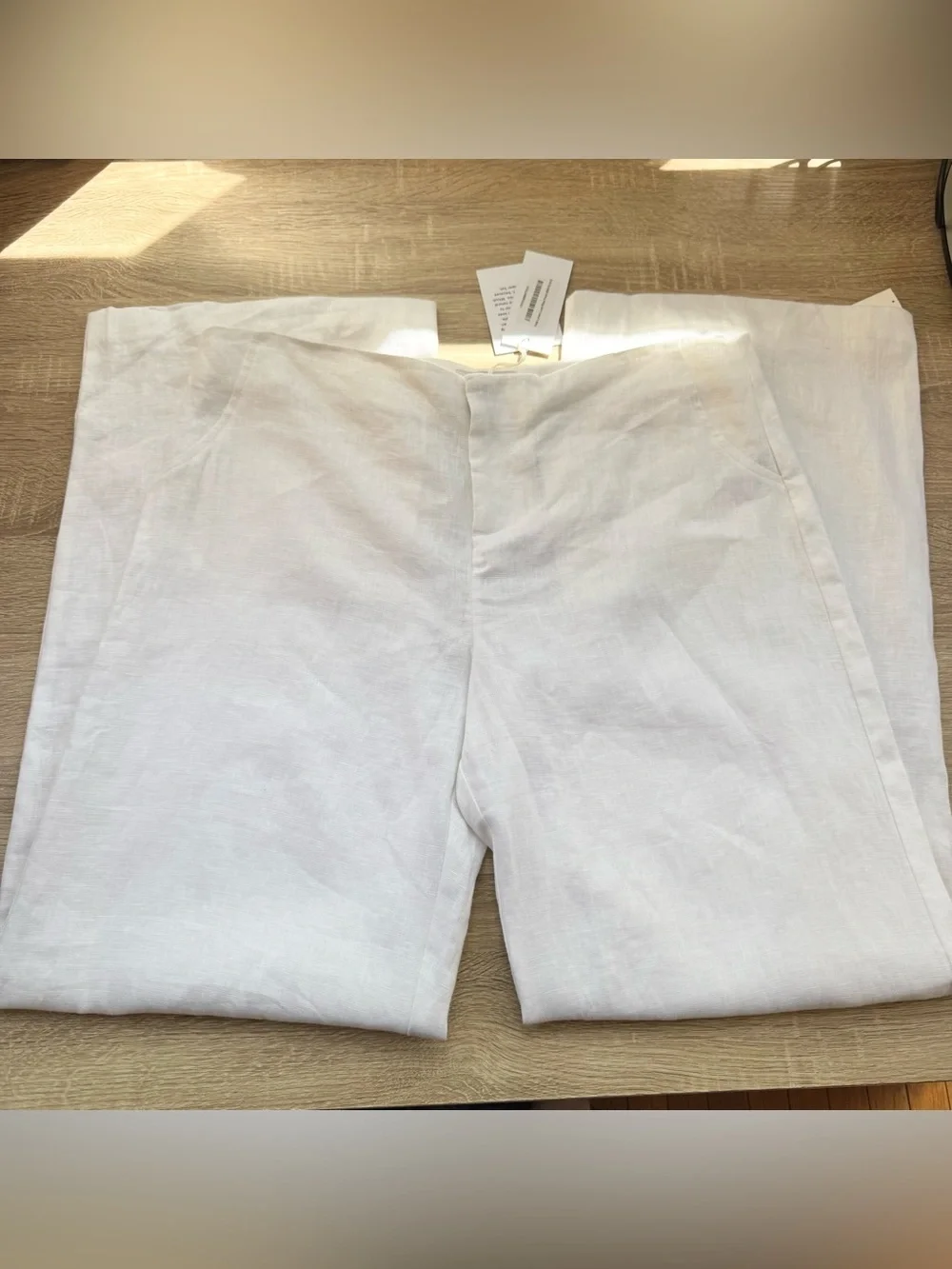 NWT Reformation Vida Linen Low Rise Pants White 10